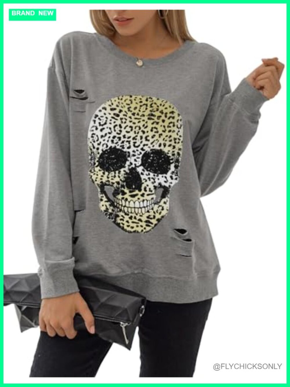 Skull Graphic Sweatshirt Crewneck Long Sleeve Pullover Fall Halloween